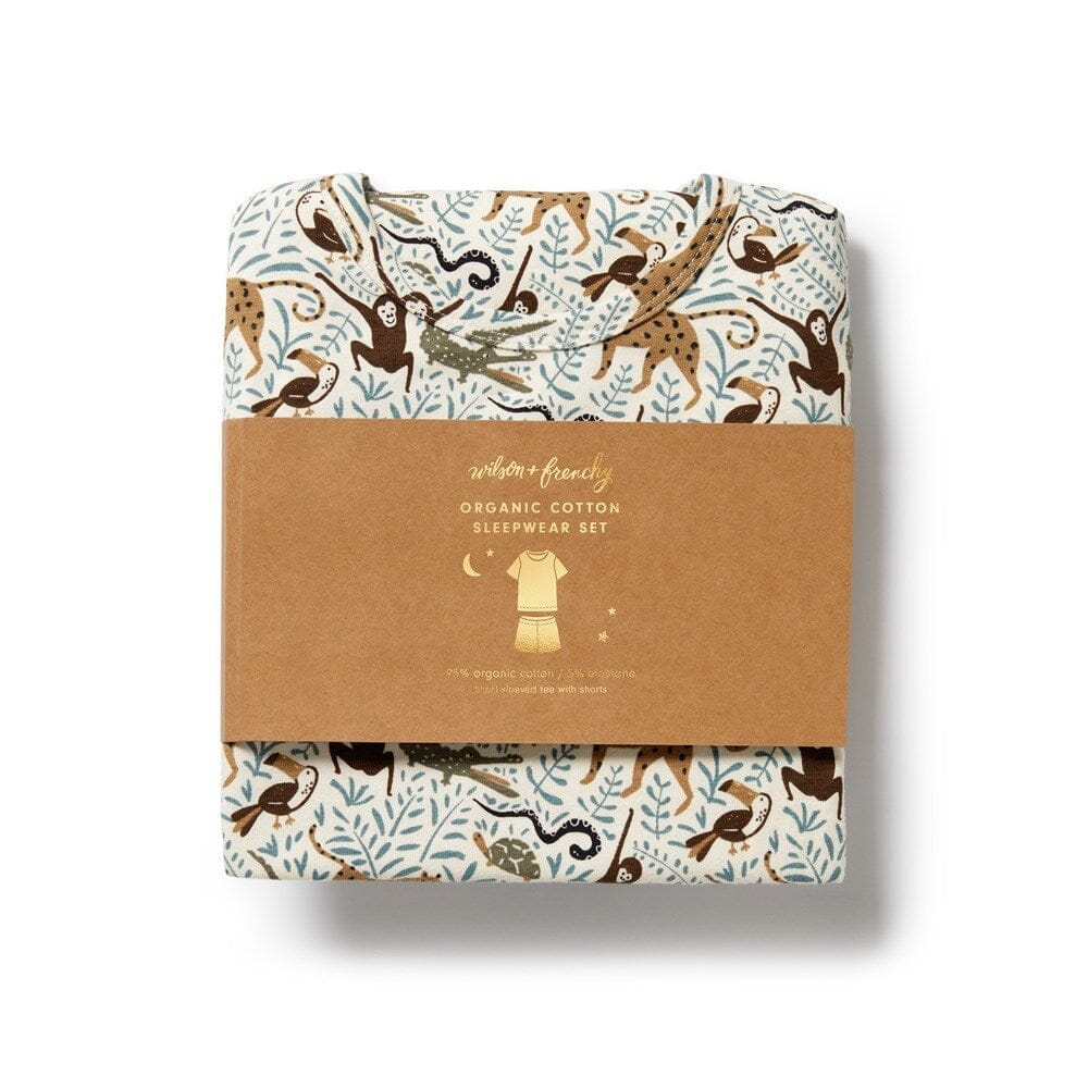 WILSON & FRENCHY Organic Short Sleeved Pyjamas - Mini Jungle Toddler Clothing - Zabecca Living