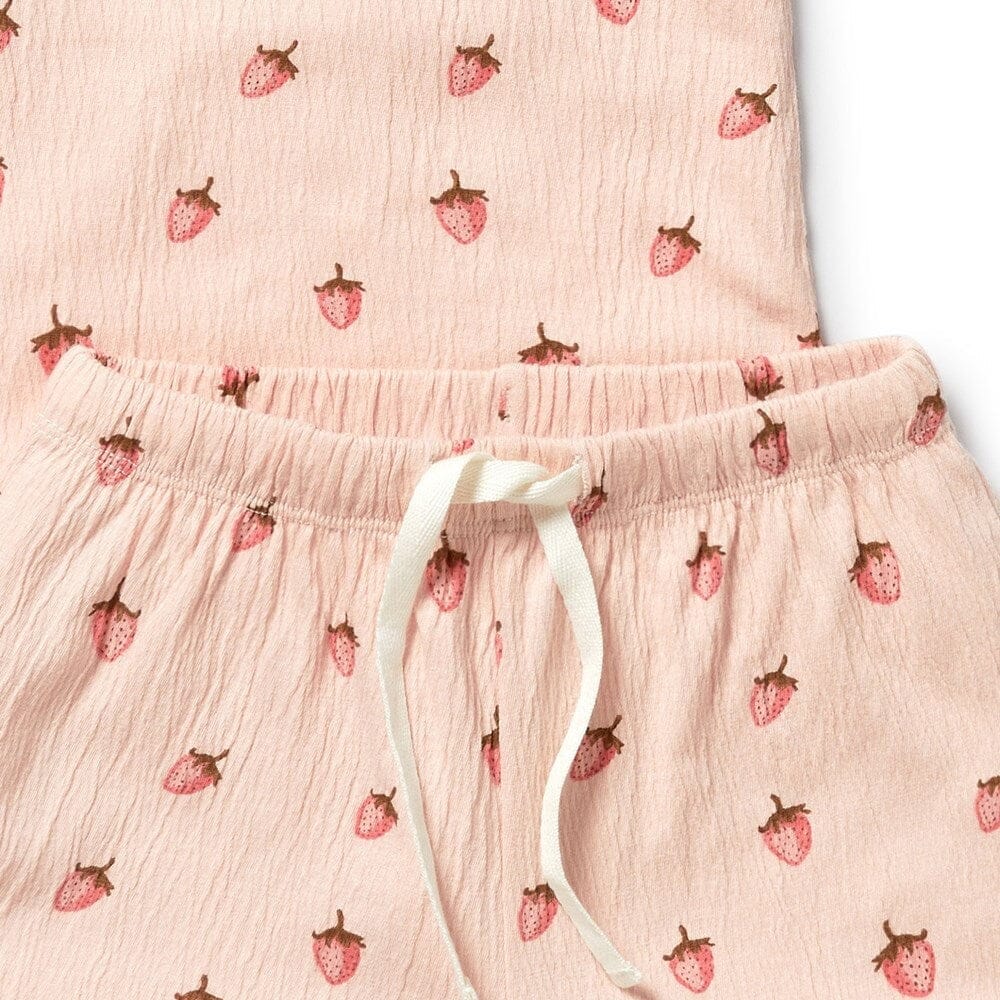 WILSON & FRENCHY Organic Short Sleeved Pyjamas - Strawberry Kisses Toddler Clothing - Zabecca Living