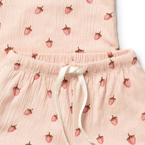 WILSON & FRENCHY Organic Short Sleeved Pyjamas - Strawberry Kisses Toddler Clothing - Zabecca Living