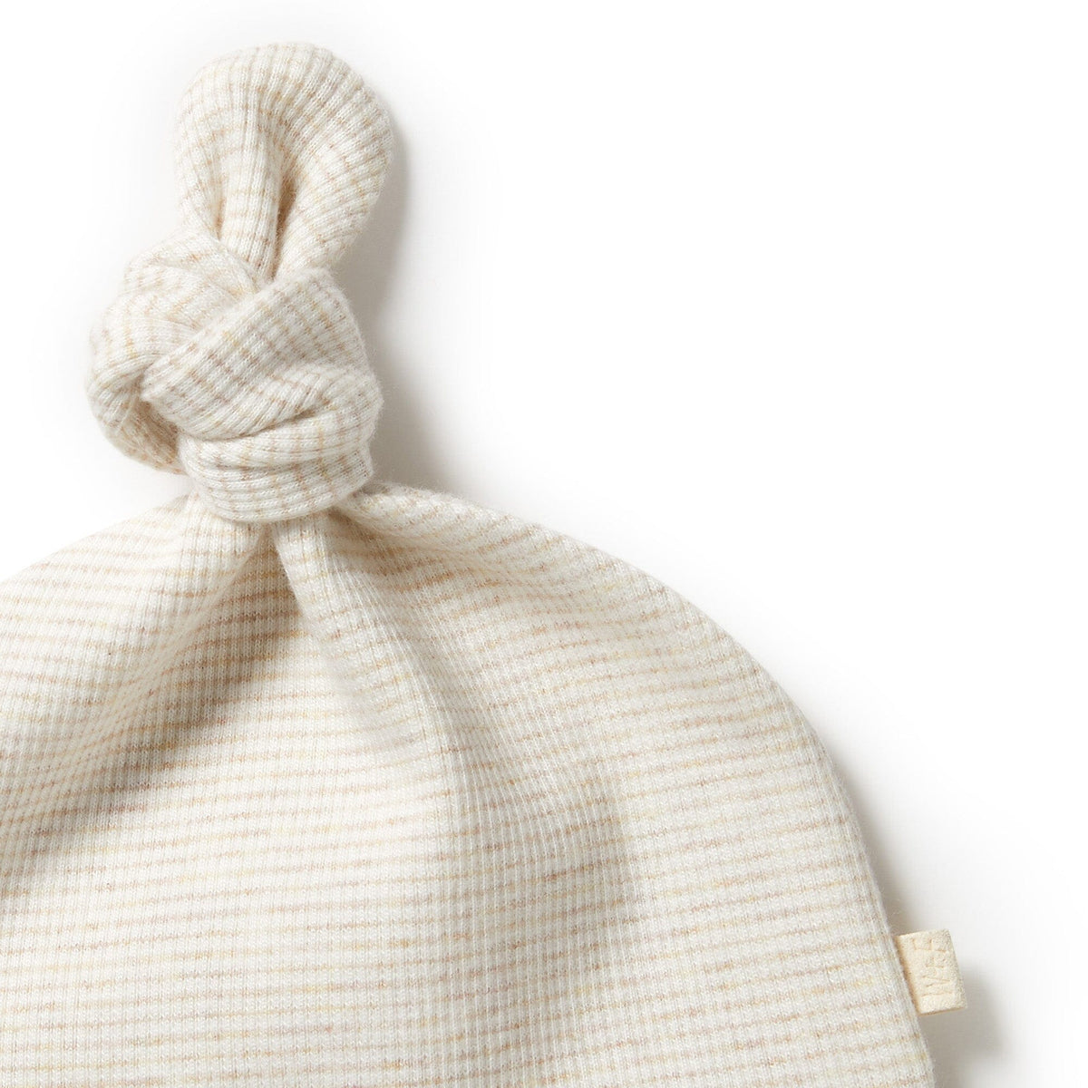 WILSON & FRENCHY Organic Stripe Rib Knot Hat - Oatmeal Baby Hat - Zabecca Living