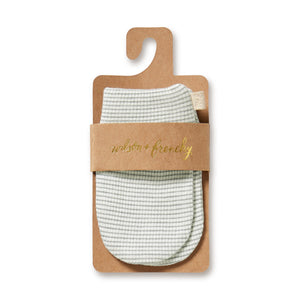 WILSON & FRENCHY Organic Stripe Rib Mittens - Fern Baby Mittens - Zabecca Living