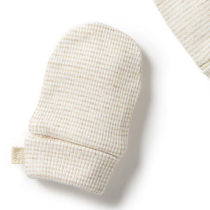 WILSON & FRENCHY Organic Stripe Rib Mittens - Oatmeal Baby Mittens - Zabecca Living