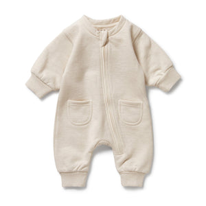 WILSON & FRENCHY Organic Terry Growsuit - Oatmeal BABY CLOTHING - Zabecca Living