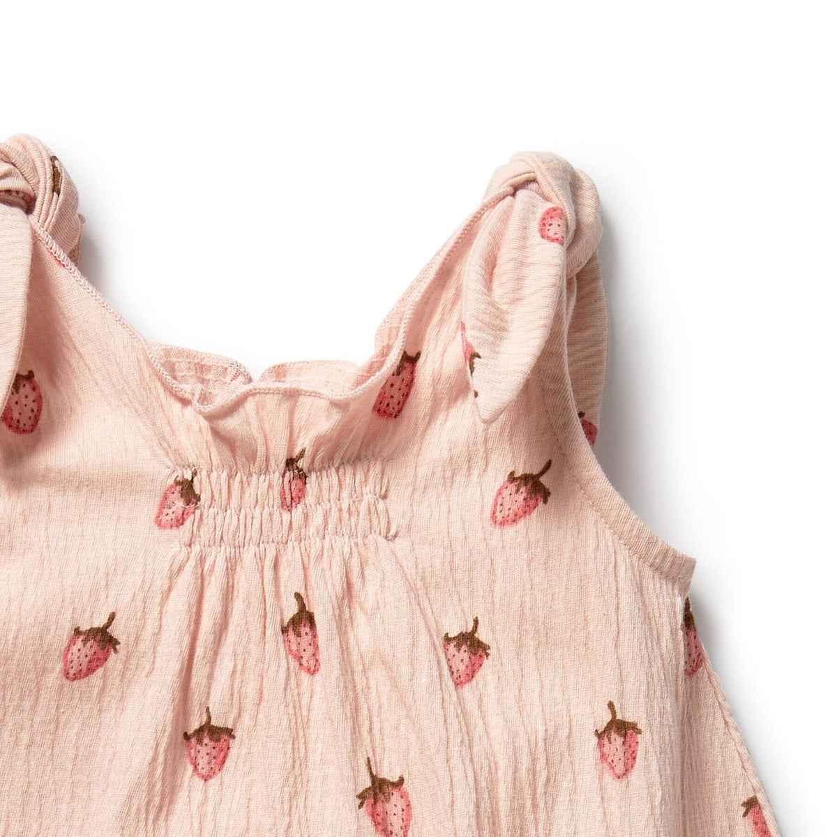 WILSON & FRENCHY Organic Tie Playsuit - Strawberry Kisses Toddler Clothing - Zabecca Living