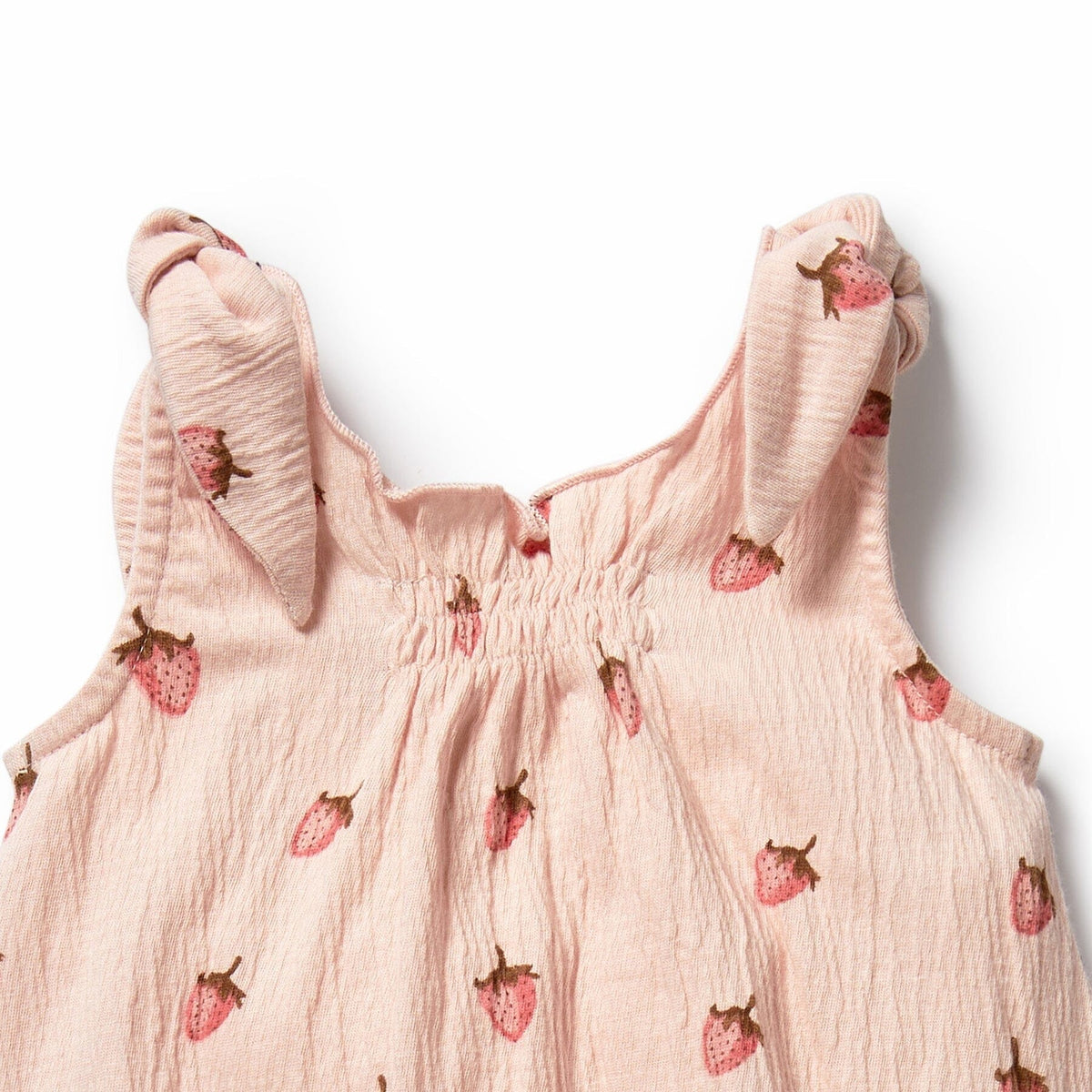 WILSON & FRENCHY Organic Tie Playsuit - Strawberry Kisses Toddler Clothing - Zabecca Living