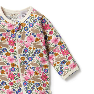 WILSON & FRENCHY Organic Zipsuit with Feet - Bunny Hop BABY CLOTHING - Zabecca Living