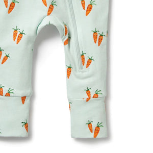 WILSON & FRENCHY Organic Zipsuit with Feet - Cute Carrots BABY CLOTHING - Zabecca Living