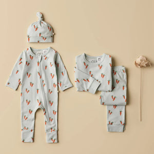 WILSON & FRENCHY Organic Zipsuit with Feet - Cute Carrots BABY CLOTHING - Zabecca Living