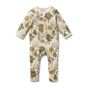 WILSON & FRENCHY Organic Zipsuit with Feet - Little Trees BABY CLOTHING - Zabecca Living