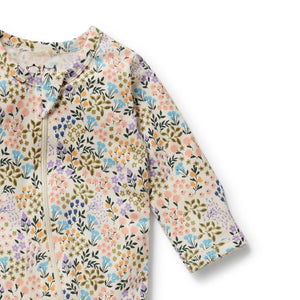 WILSON & FRENCHY Organic Zipsuit with Feet - Tiny Bloom BABY CLOTHING - Zabecca Living