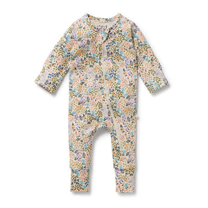 WILSON & FRENCHY Organic Zipsuit with Feet - Tiny Bloom BABY CLOTHING - Zabecca Living
