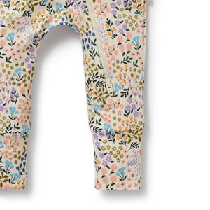 WILSON & FRENCHY Organic Zipsuit with Feet - Tiny Bloom BABY CLOTHING - Zabecca Living