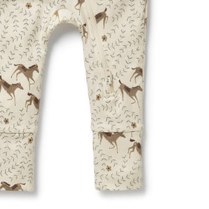 WILSON & FRENCHY Organic Zipsuit with Feet - Trixie Horse BABY CLOTHING - Zabecca Living