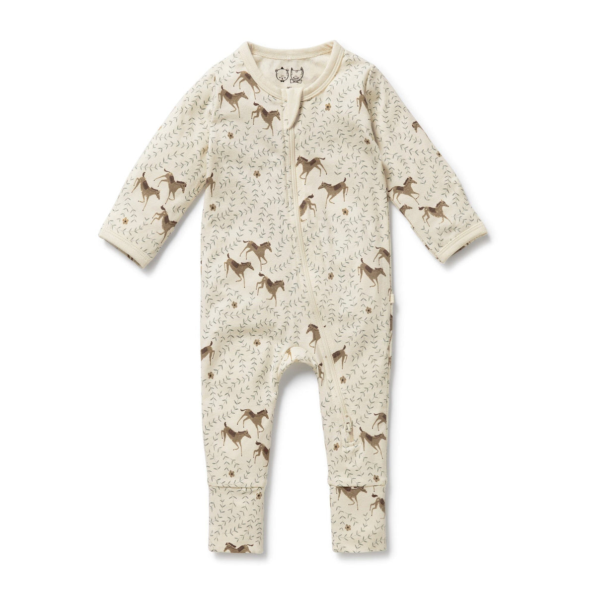 WILSON & FRENCHY Organic Zipsuit with Feet - Trixie Horse BABY CLOTHING - Zabecca Living