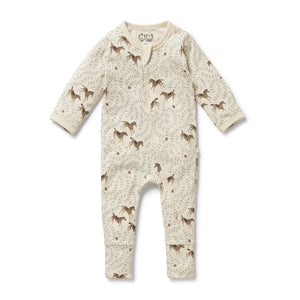 WILSON & FRENCHY Organic Zipsuit with Feet - Trixie Horse BABY CLOTHING - Zabecca Living