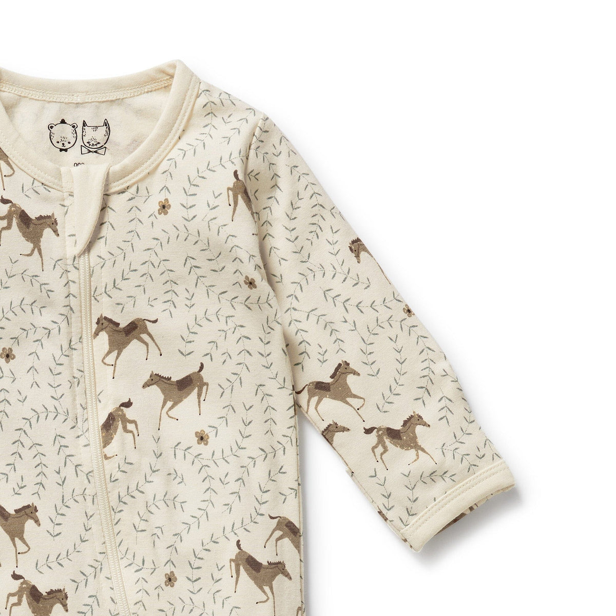 WILSON & FRENCHY Organic Zipsuit with Feet - Trixie Horse BABY CLOTHING - Zabecca Living