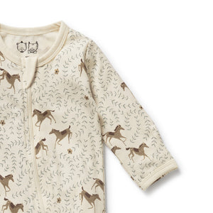 WILSON & FRENCHY Organic Zipsuit with Feet - Trixie Horse BABY CLOTHING - Zabecca Living