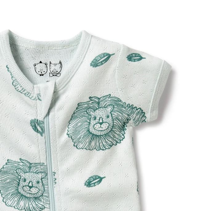 WILSON & FRENCHY Pointelle Boyleg Zipsuit - Little Lion BABY CLOTHING - Zabecca Living