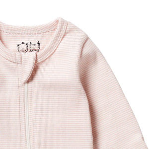 WILSON & FRENCHY Stripe Rib Zipsuit with Feet - Cantaloupe BABY CLOTHING - Zabecca Living