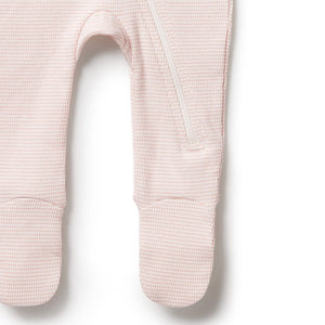 WILSON & FRENCHY Stripe Rib Zipsuit with Feet - Cantaloupe BABY CLOTHING - Zabecca Living