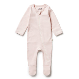 WILSON & FRENCHY Stripe Rib Zipsuit with Feet - Cantaloupe BABY CLOTHING - Zabecca Living