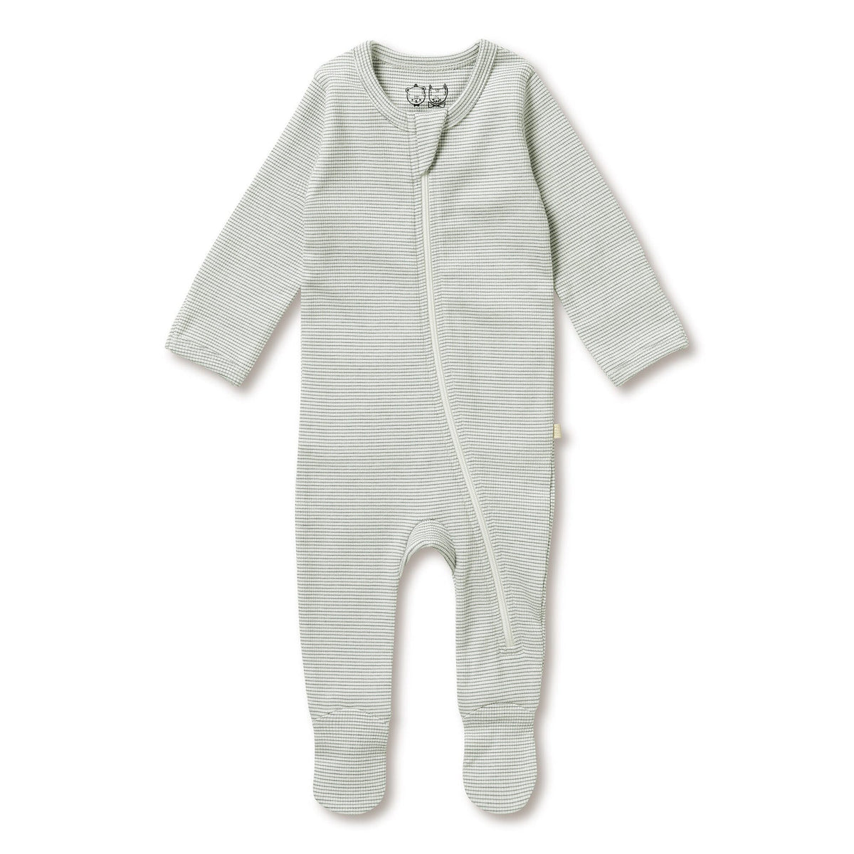 WILSON & FRENCHY Stripe Rib Zipsuit with Feet - Fern BABY CLOTHING - Zabecca Living