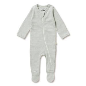 WILSON & FRENCHY Stripe Rib Zipsuit with Feet - Fern BABY CLOTHING - Zabecca Living