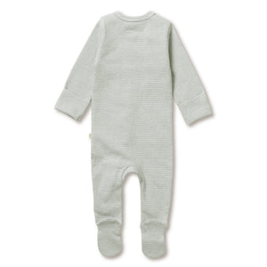 WILSON & FRENCHY Stripe Rib Zipsuit with Feet - Fern BABY CLOTHING - Zabecca Living