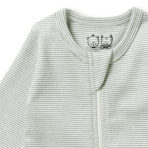 WILSON & FRENCHY Stripe Rib Zipsuit with Feet - Fern BABY CLOTHING - Zabecca Living