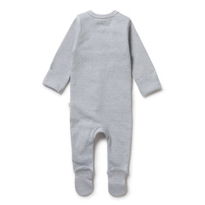 WILSON & FRENCHY Stripe Rib Zipsuit with Feet - Rain Drop BABY CLOTHING - Zabecca Living