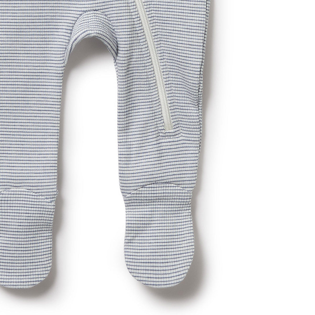 WILSON & FRENCHY Stripe Rib Zipsuit with Feet - Rain Drop BABY CLOTHING - Zabecca Living