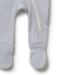 WILSON & FRENCHY Stripe Rib Zipsuit with Feet - Rain Drop BABY CLOTHING - Zabecca Living
