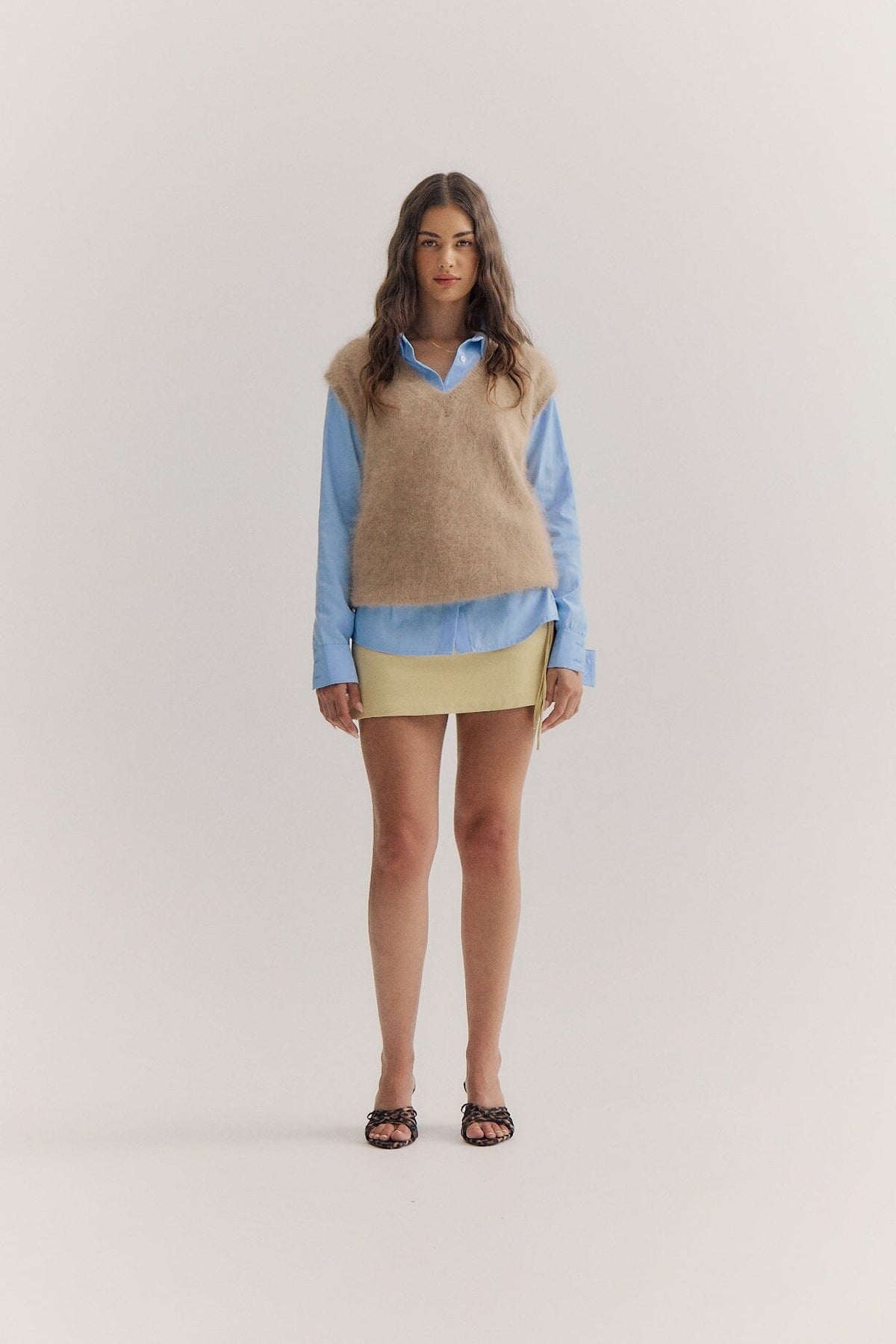 WORLD OF NOMADS Ebony Vest - Latte Jumpers + Knitwear - Zabecca Living