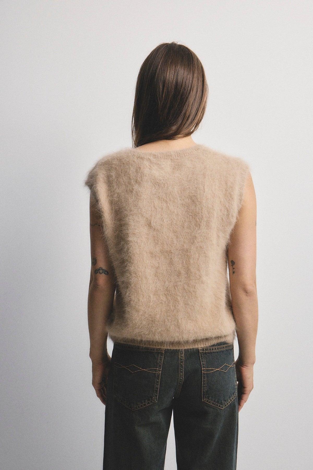 WORLD OF NOMADS Ebony Vest - Latte Jumpers + Knitwear - Zabecca Living