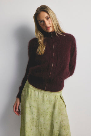 WORLD OF NOMADS Felix Zip Cardigan - Aubergine CARDIGAN - Zabecca Living