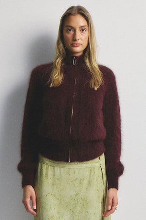 WORLD OF NOMADS Felix Zip Cardigan - Aubergine CARDIGAN - Zabecca Living