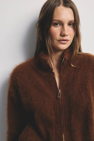 WORLD OF NOMADS Felix Zip Cardigan - Chocolate CARDIGAN - Zabecca Living