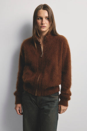 WORLD OF NOMADS Felix Zip Cardigan - Chocolate CARDIGAN - Zabecca Living