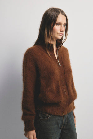WORLD OF NOMADS Felix Zip Cardigan - Chocolate CARDIGAN - Zabecca Living