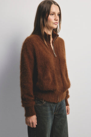 WORLD OF NOMADS Felix Zip Cardigan - Chocolate CARDIGAN - Zabecca Living