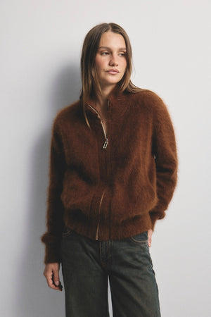 WORLD OF NOMADS Felix Zip Cardigan - Chocolate CARDIGAN - Zabecca Living