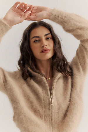 WORLD OF NOMADS Felix Zip Cardigan - Latte CARDIGAN - Zabecca Living