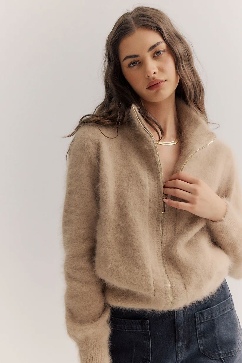 WORLD OF NOMADS Felix Zip Cardigan - Latte CARDIGAN - Zabecca Living
