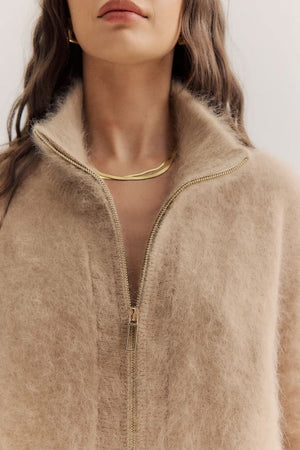 WORLD OF NOMADS Felix Zip Cardigan - Latte CARDIGAN - Zabecca Living