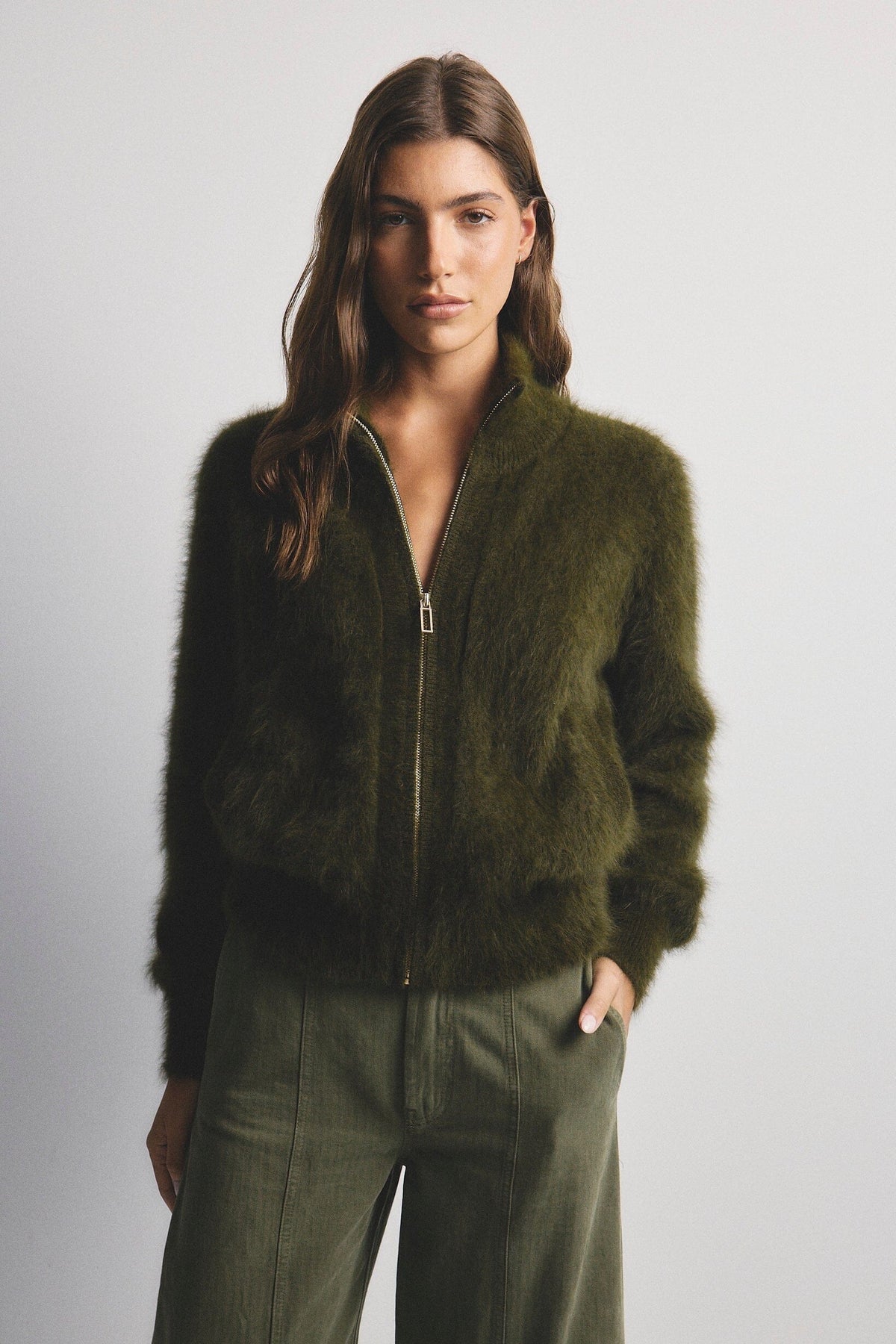 WORLD OF NOMADS Felix Zip Cardigan - Moss CARDIGAN - Zabecca Living