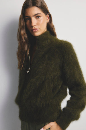 WORLD OF NOMADS Felix Zip Cardigan - Moss CARDIGAN - Zabecca Living
