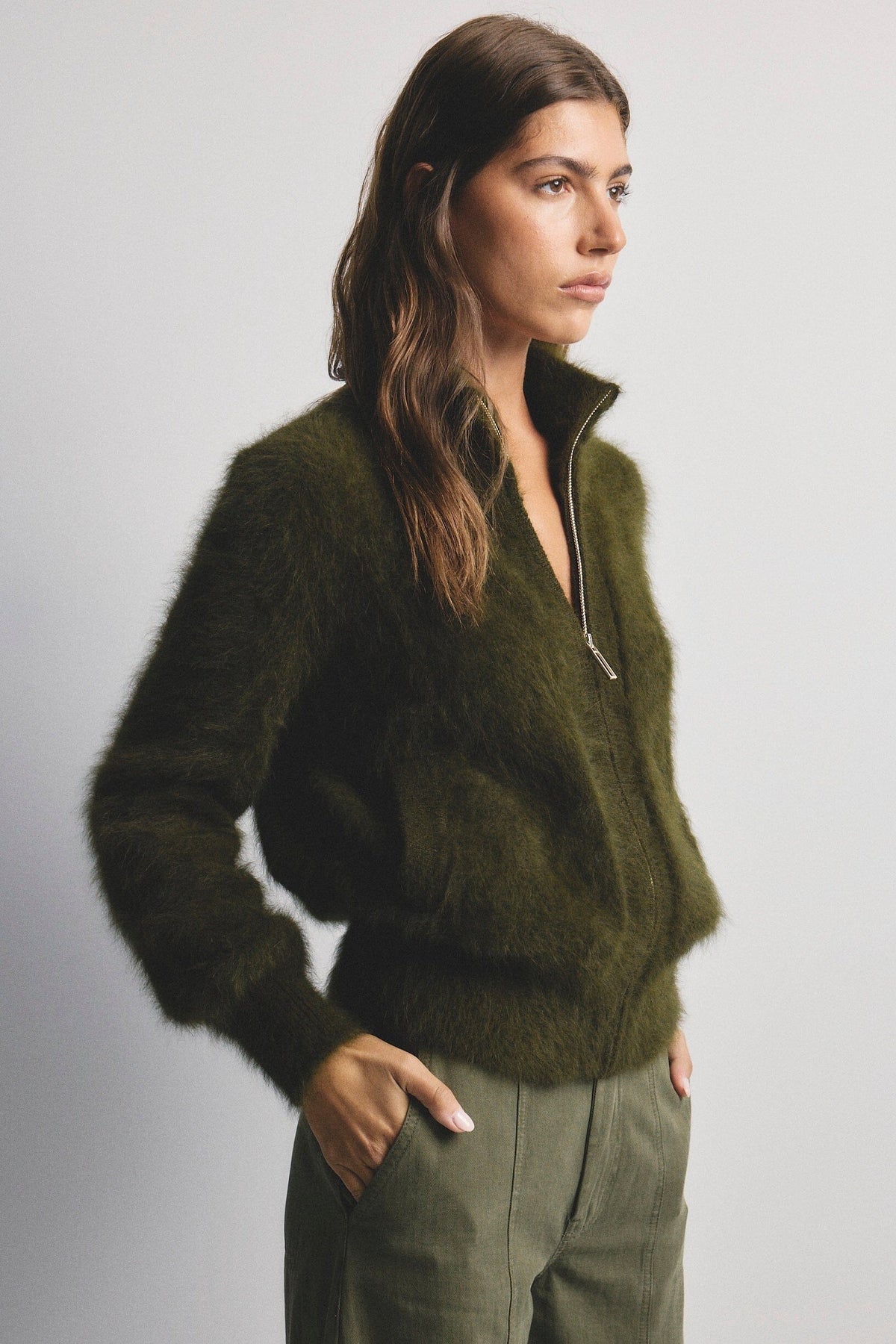 WORLD OF NOMADS Felix Zip Cardigan - Moss CARDIGAN - Zabecca Living