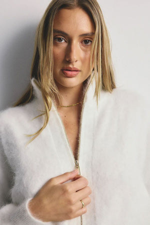 WORLD OF NOMADS Felix Zip Cardigan - Snow CARDIGAN - Zabecca Living