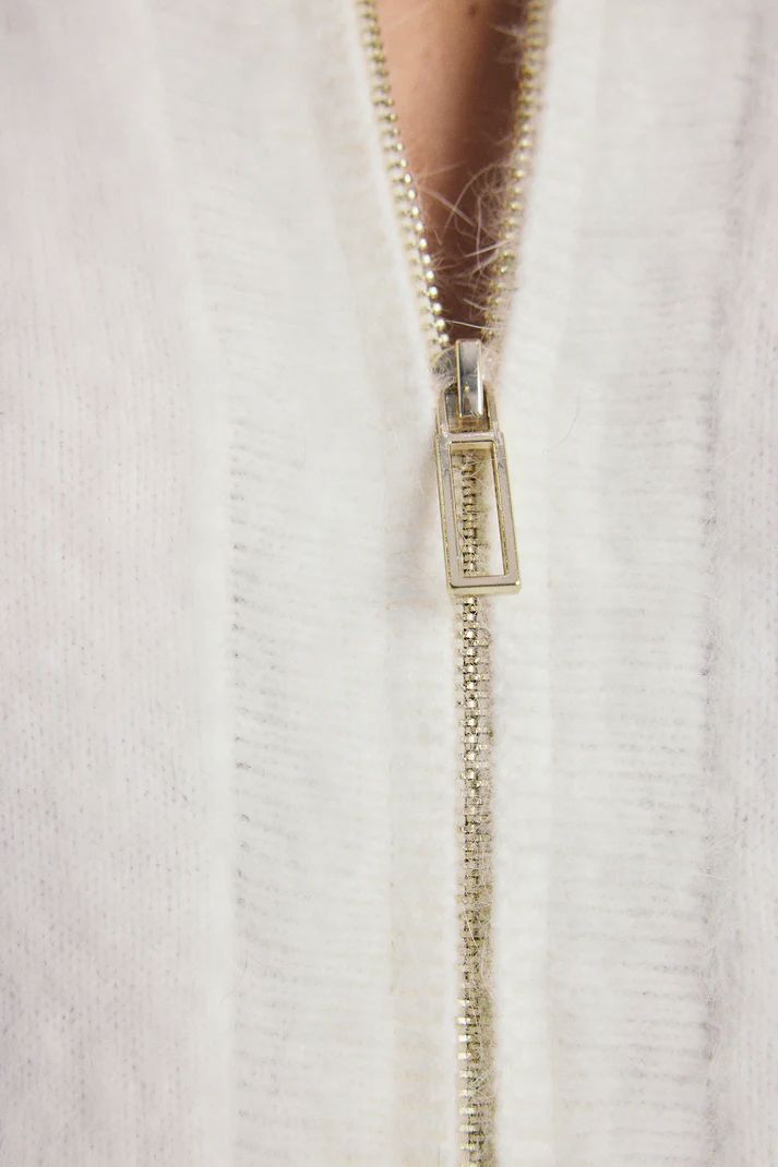 WORLD OF NOMADS Felix Zip Cardigan - Snow CARDIGAN - Zabecca Living