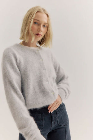 WORLD OF NOMADS Frankie Crew Cardigan - Light Grey Jumpers + Knitwear - Zabecca Living